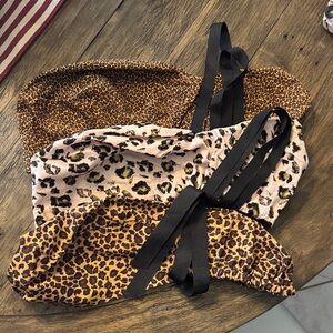 Leopard Print surgical hats, ponytail style x3